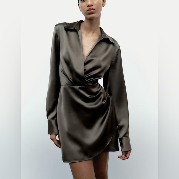 Zara satin ruched dress - Picture 1 of 4